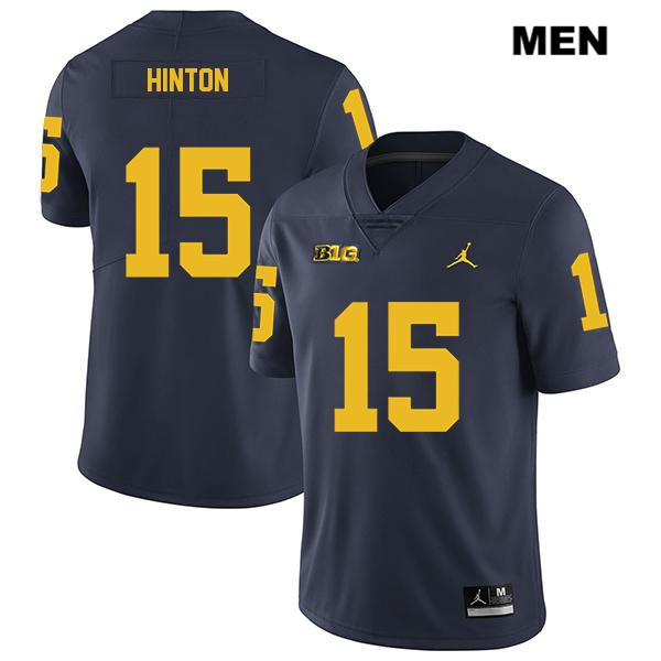 Men's NCAA Michigan Wolverines Christopher Hinton #15 Navy Jordan Brand Authentic Stitched Legend Football College Jersey DV25D46HH